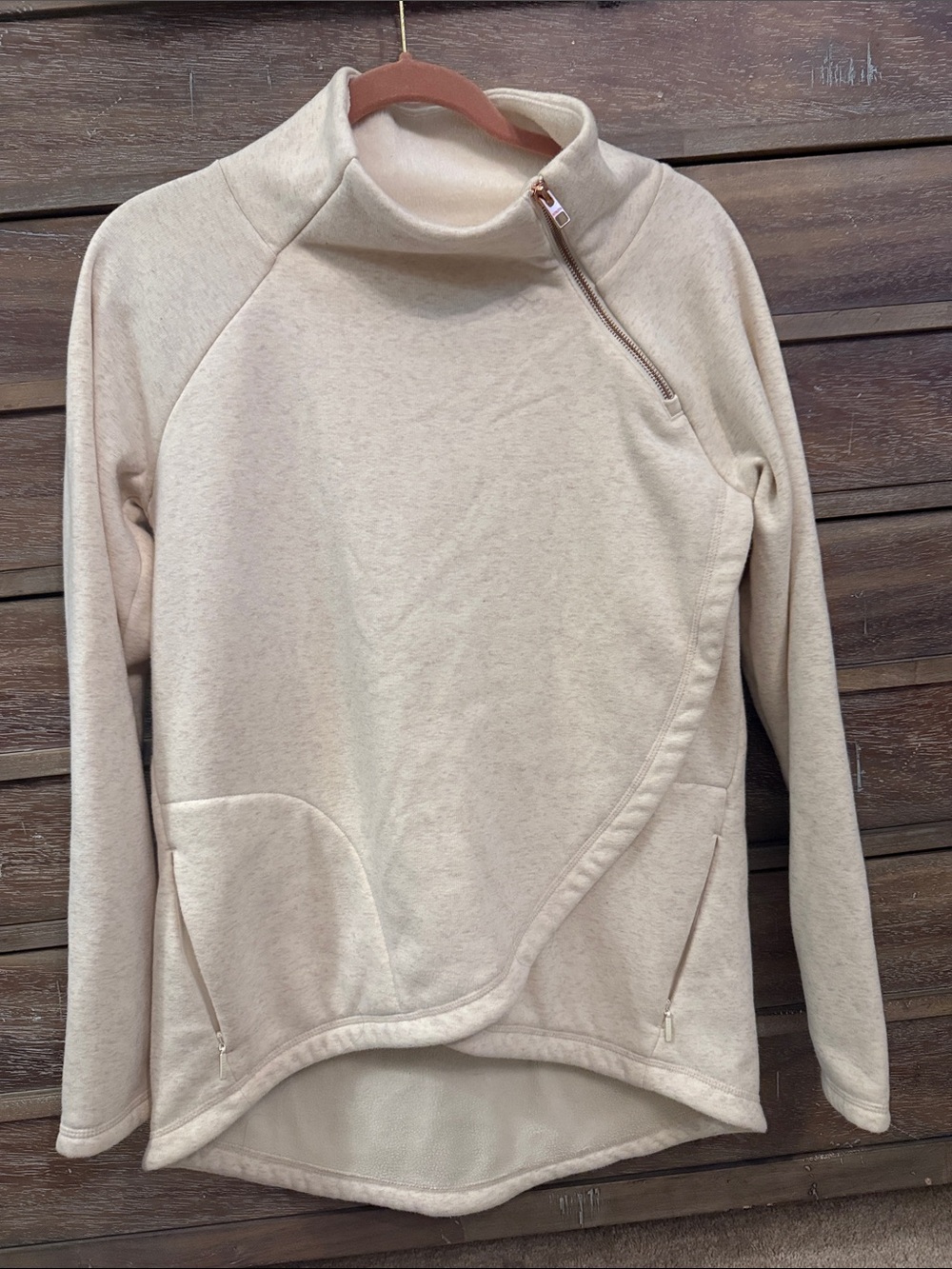 Athleta Cozy Karma Asym Pullover, cream color